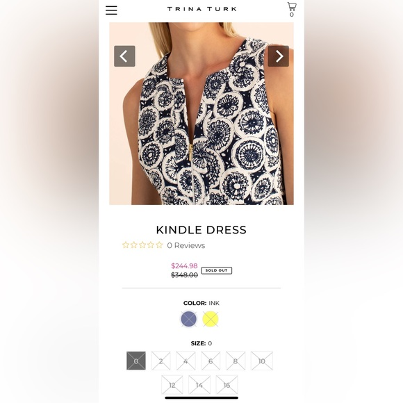 NWOT - Trina Turk Kindle dress Size 0 P2P: 19” - Picture 3 of 3
